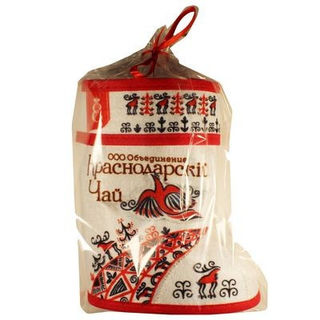Подарочный набор Чай Краснодарский черный листовой 70г Валенок Узоры северных народов
